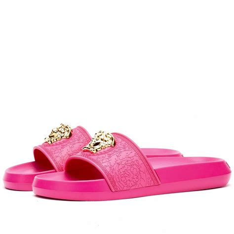 pink versace slides women's.